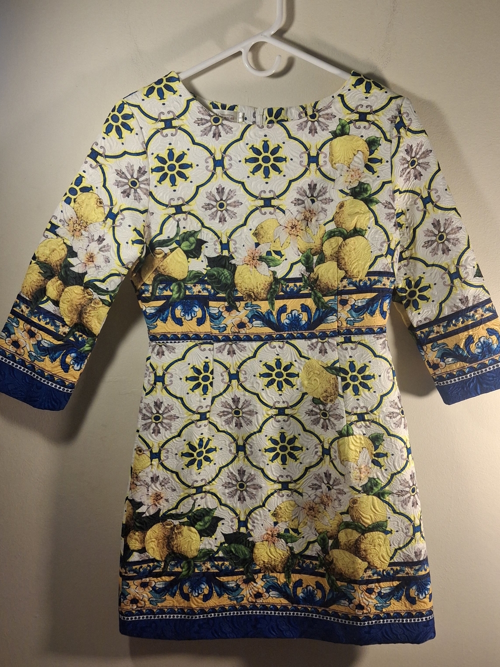 Chen mei na Yellow Floral/Lemon Print Fitted Mini Dress Size XS